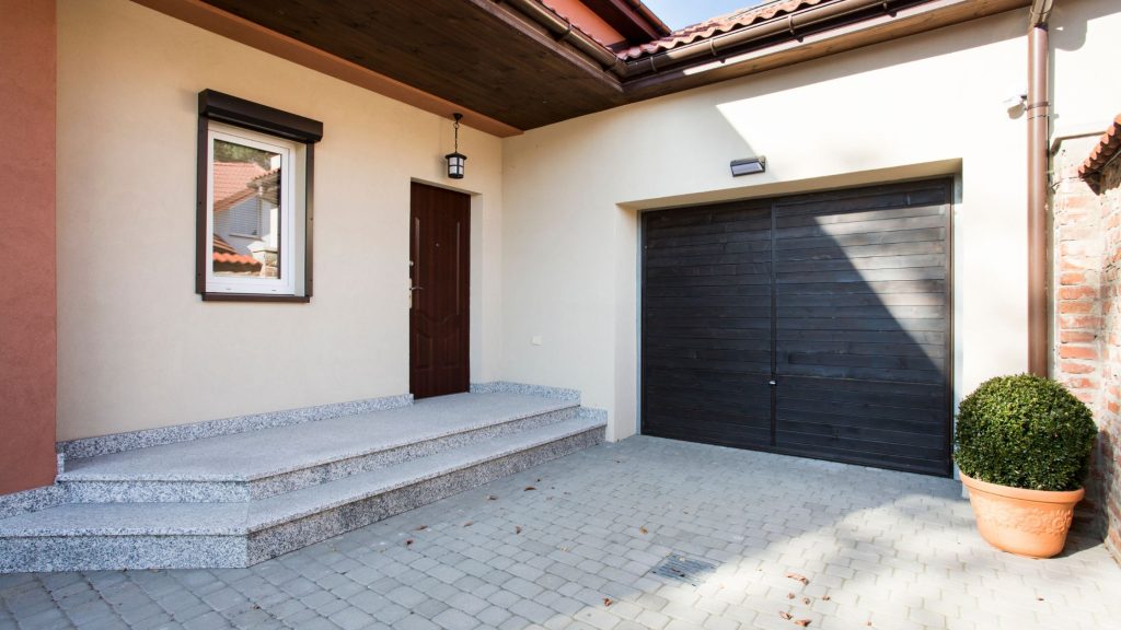 photo that shows a house with a garage using smart technology for control